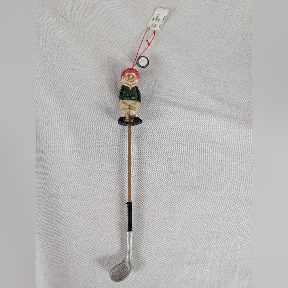Golfer Golf Club Ornament Putter Driver Vintage Christmas Holiday BRN Old Santa